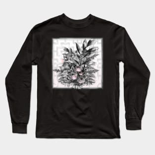 Ink roses with a square chinese lattice Long Sleeve T-Shirt